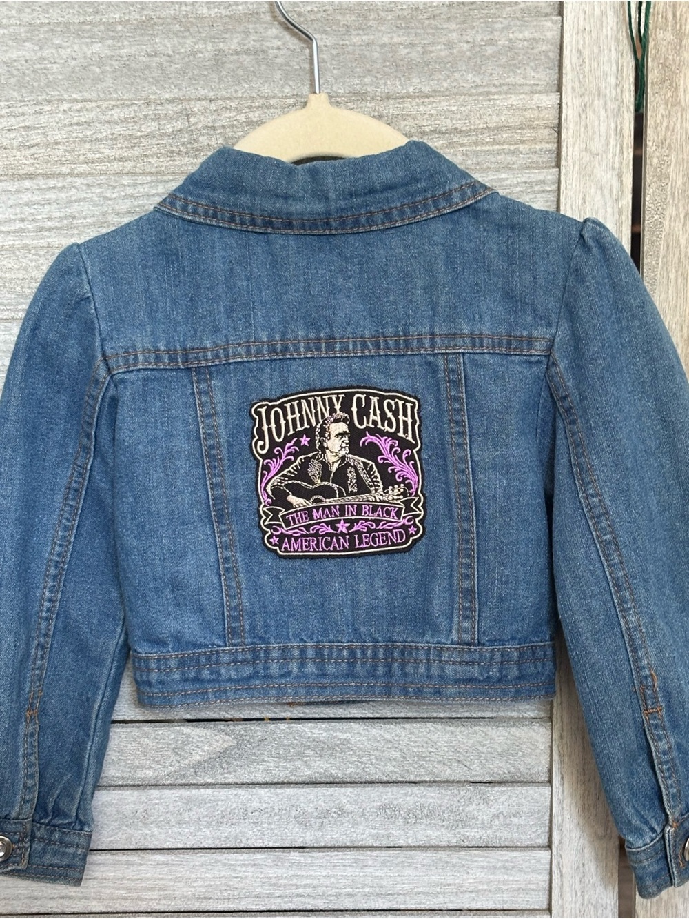 Custom JOHNNY CASH Young Hearts Hand-sewn Girly Cropped Denim Jacket SZ3 Toddler
